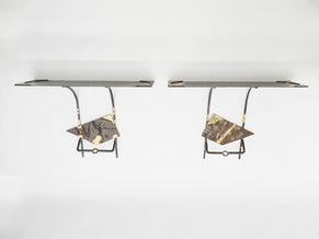 Pair of Jean-Jacques Argueyrolles console tables Wrought Iron Gold Leaf 1990