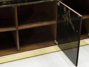 Rare golden lacquer and brass Maison Jansen sideboard 1970s