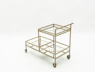 Jean Royère serving trolley gilded metal mirrored glass 1950