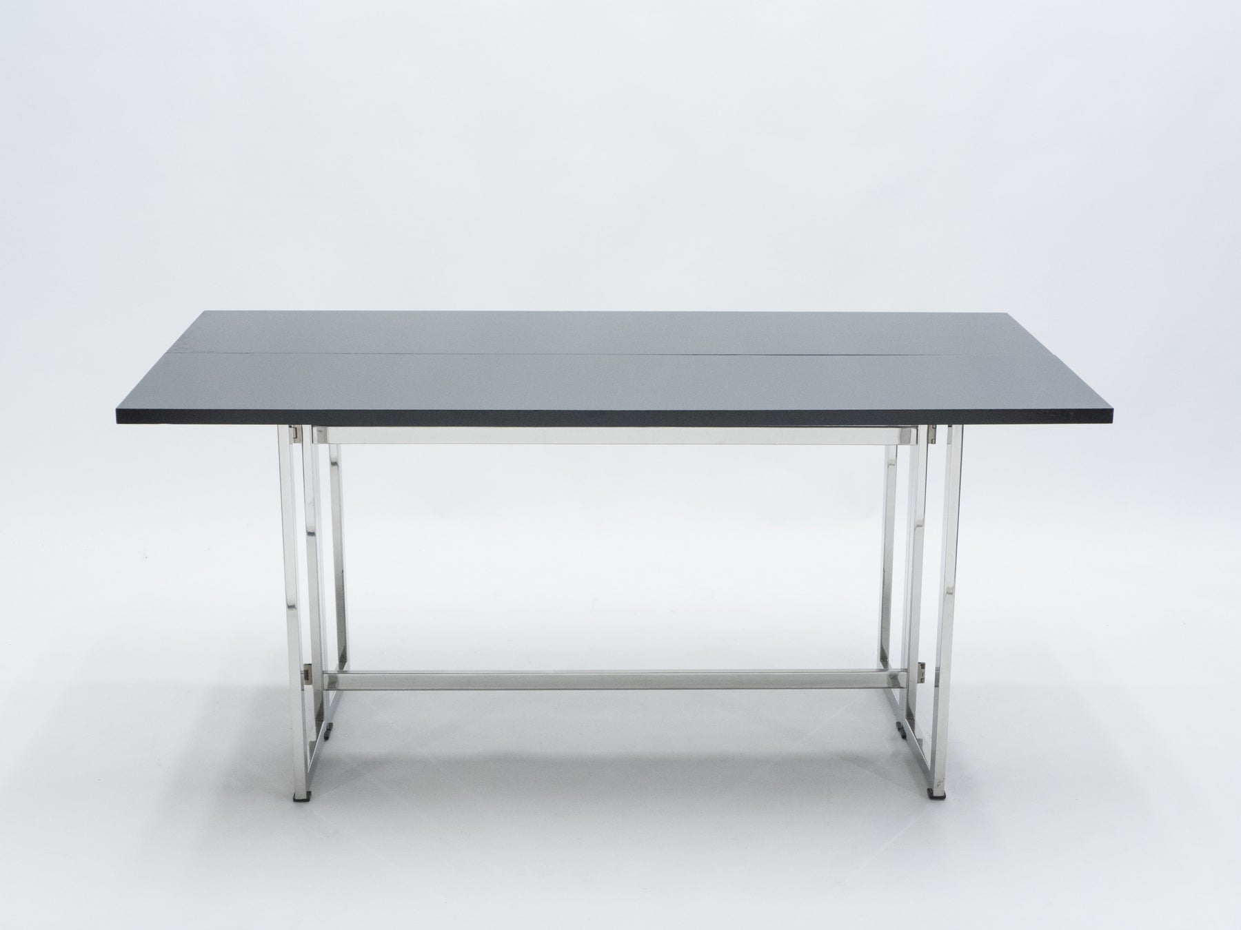 Italian Mid-century black lacquer chrome extending console table 1970s