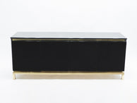French Guy Lefevre for Maison Jansen brass black lacquered sideboard 1970s