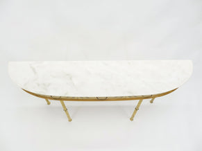 Rare grande console parchemin laiton marbre par Giuseppe Anzani 1950s