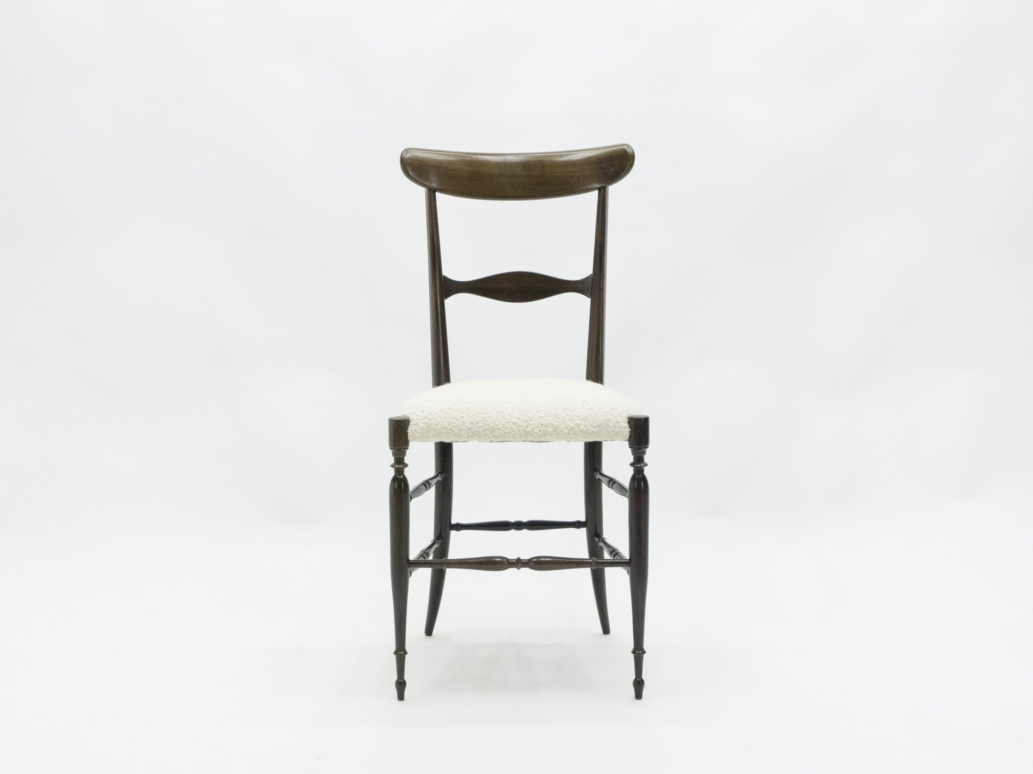 Rare set of six Campanino Chiavari walnut chairs by Fratelli Levaggi 1950