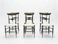 Rare Set de 6 chaises Campanino Chiavari en noyer par Fratelli Levaggi 1950