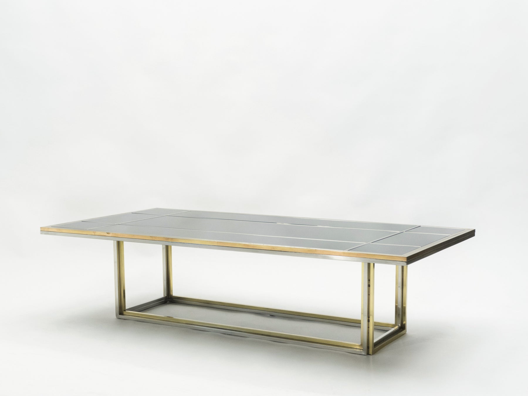 Large brass chrome coffee table Romeo Rega 1970s