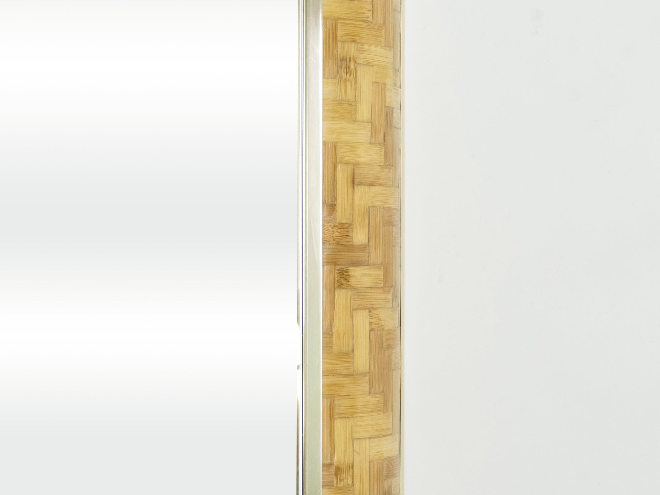 Italian rattan bamboo and brass mirror by Dal Vera 1970s