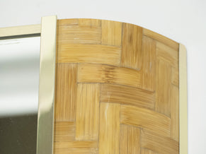 Italian rattan bamboo and brass mirror by Dal Vera 1970s