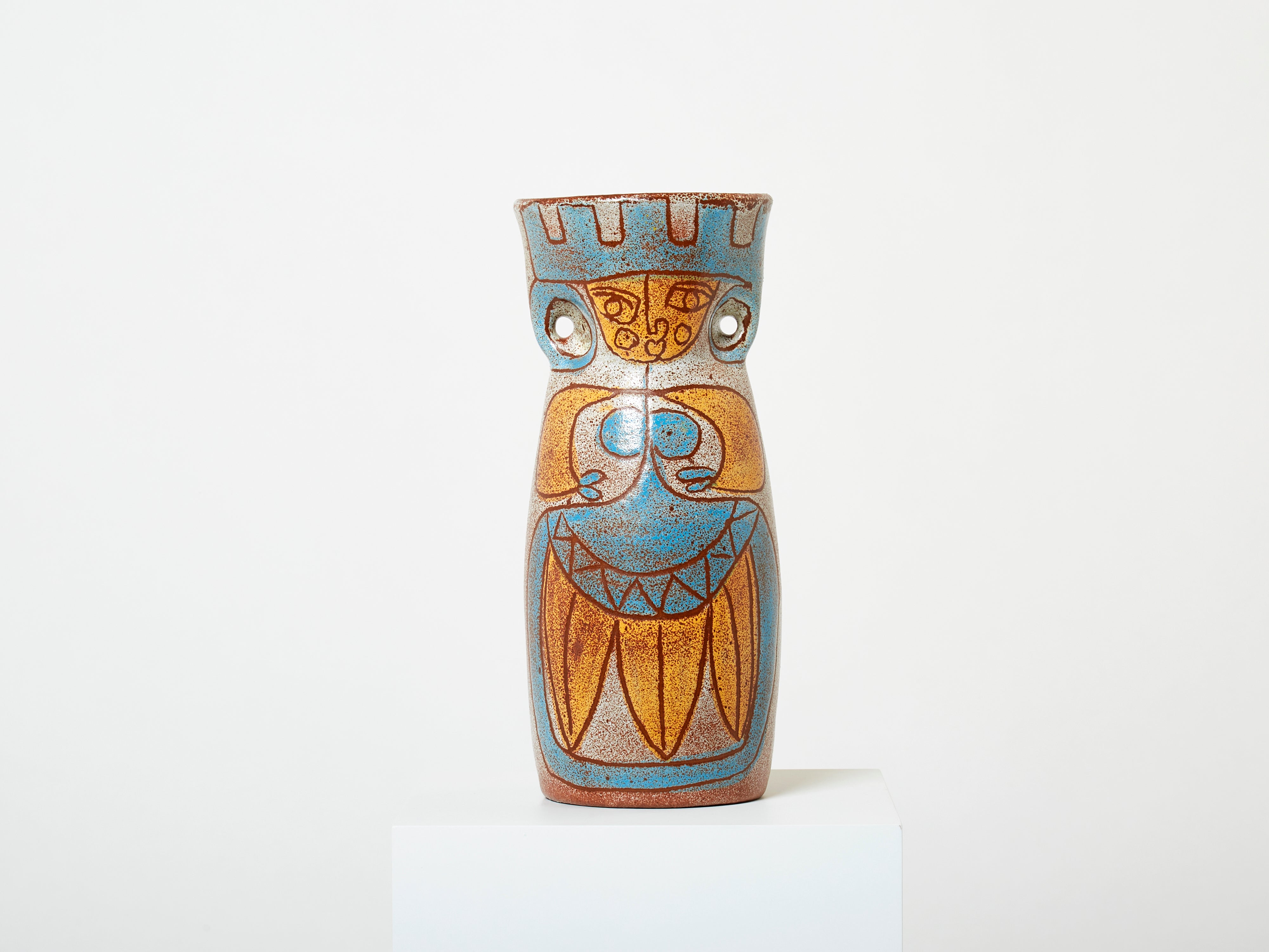Rare vase céramique émaillée signé Accolay collection Maya vers 1950