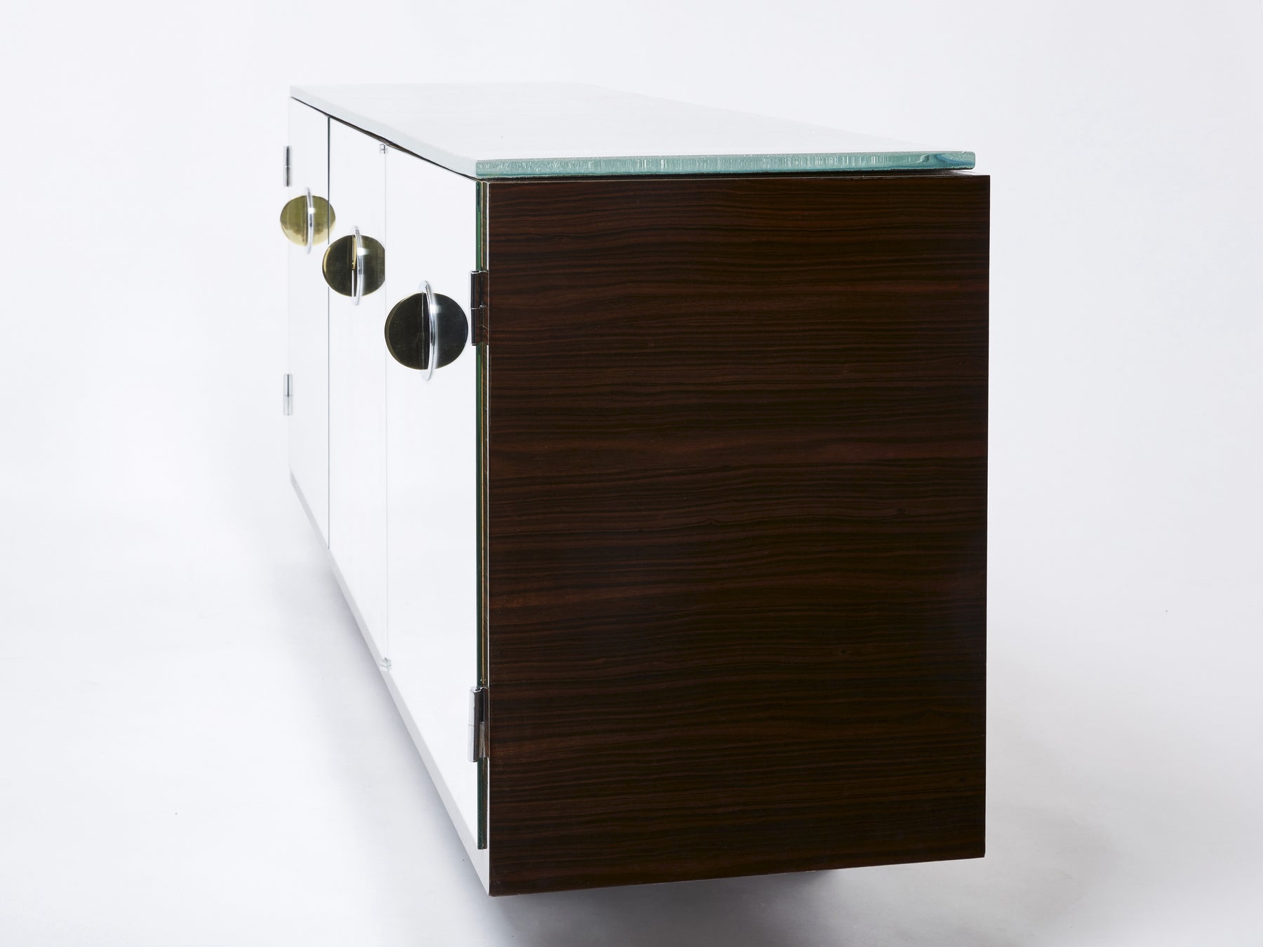 Adnet style mirrored macassar sycamore sideboard Alberto Pinto 1990