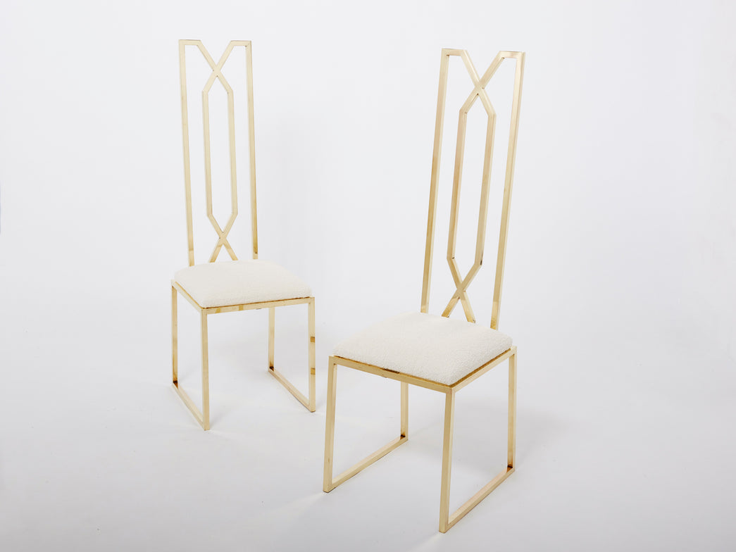 Pair of brass chairs signed by Alain Delon for Jean Charles 1970s