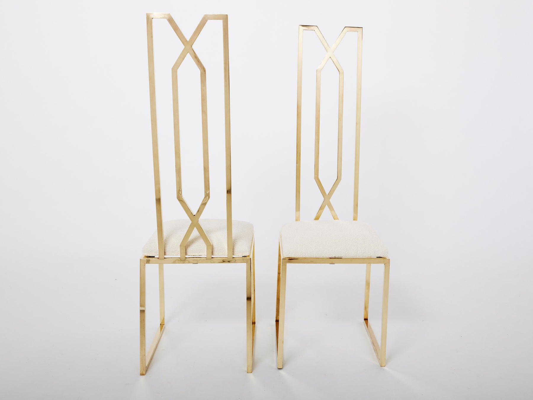 Pair of brass chairs signed by Alain Delon for Jean Charles 1970s