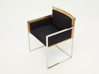 Paire de fauteuils laiton chrome Alain Delon pour Maison Jansen 1972 