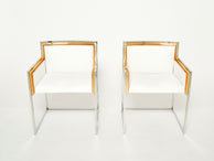 Paire de fauteuils laiton chrome Alain Delon pour Maison Jansen 1972