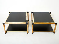 Paire de tables basses Italiennes Alberto Smania bambou laiton 1970