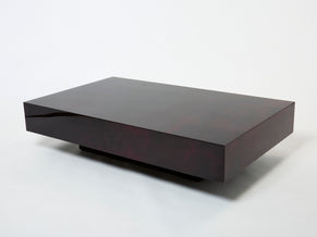 Dark purple goatskin parchment coffee table by Aldo Tura 1960s