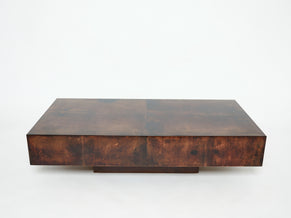 Rare table basse parchemin par Aldo Tura années 60