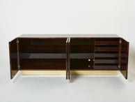 Aldo Tura brown goatskin parchment brass sideboard 1960s