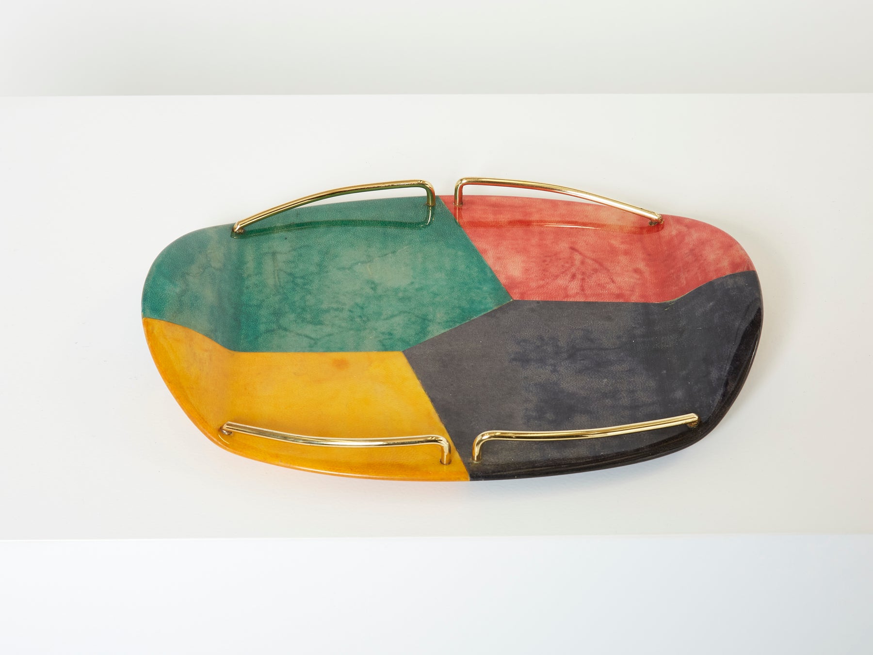 Aldo Tura goatskin and brass small serving tray for Macabo Milano 1960