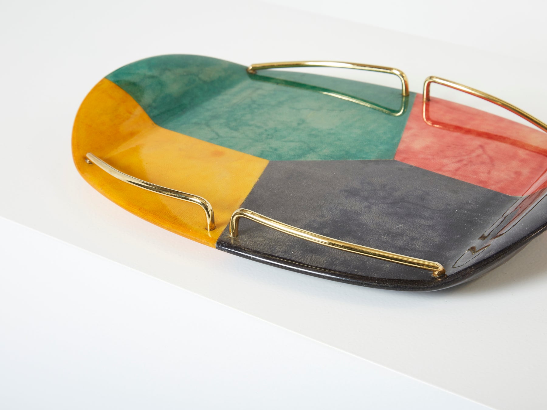 Aldo Tura goatskin and brass small serving tray for Macabo Milano 1960