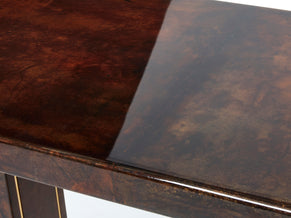 Rare goatskin parchment brass console table by Aldo Tura 1960s
