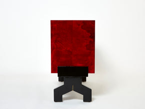 Aldo Tura red goatskin parchment brass cabinet bar 1960s