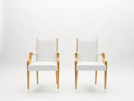 André Arbus pair of ash wood neoclassical armchairs 1940s
