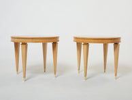 André Arbus pair of sycamore brass neoclassical gueridon tables 1940s