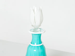 Barovier & Toso opal turquoise glass bottle flacone with stopper 1950