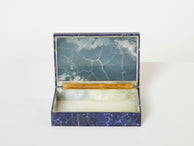 Blue Lapis Lazuli brass onyx rectangular Jewellery Box 1980