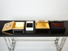 Lacquered and gold leaf box with agate stone made by Maison et Jardin 1970s