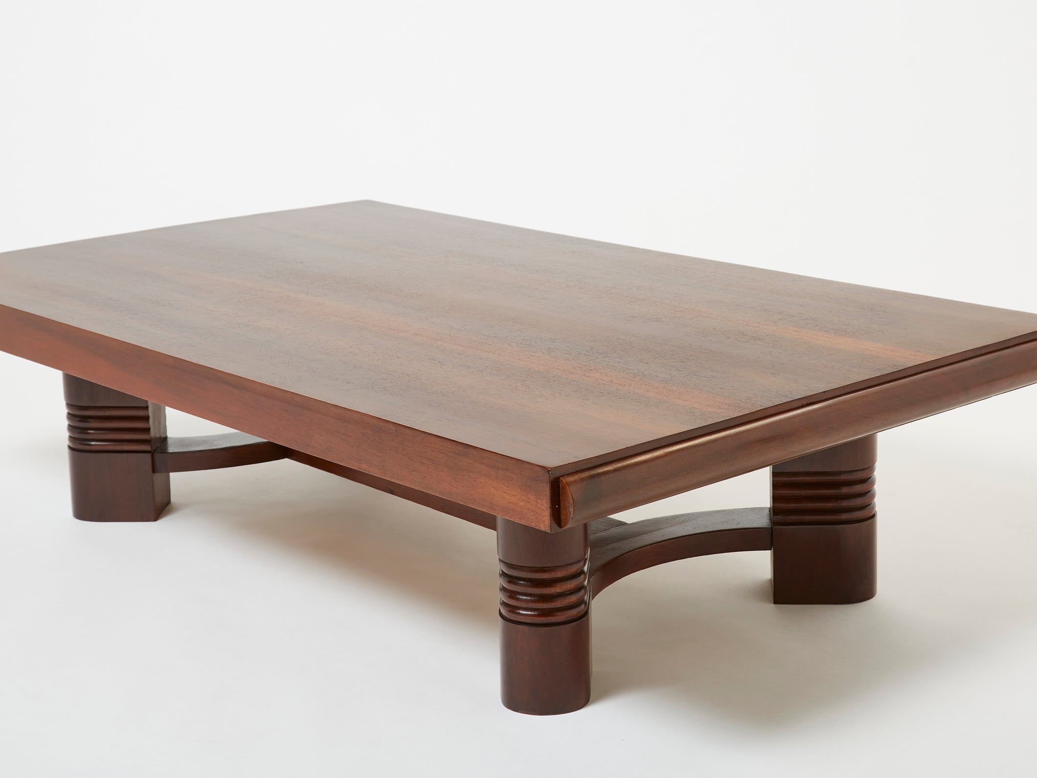 Charles Dudouyt large Modernist walnut coffee table 1940