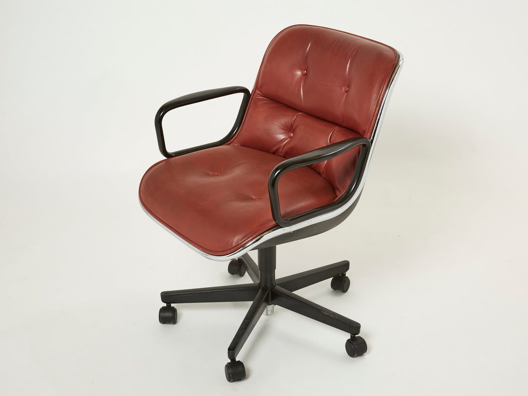 Charles Pollock Executive Desk Chair for Knoll in brown Leather 1990