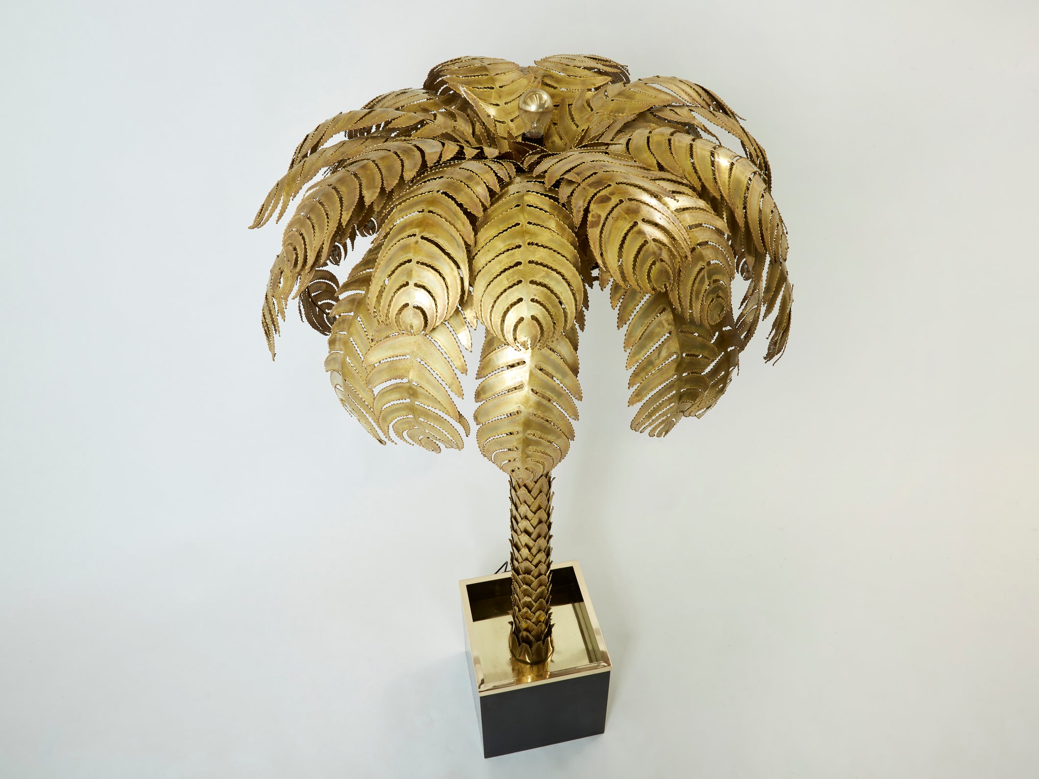 Christian Techoueyres for Maison Jansen brass palm tree floor lamp 1970s