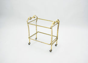 French neoclassical Maison Ramsay gilded iron bar cart 1940s