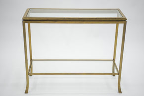 Rare Mid-century Roger Thibier gilt wrought iron gold leaf console table 1960s