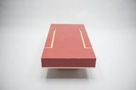 Rare table basse laquée rouge laiton de J.C. Mahey 1970
