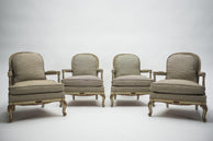 Rare neoclassical set of 4 armchairs signed By Maurice Hirsch 1970s