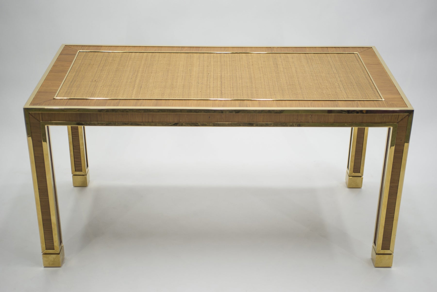 Mid-century brass and bamboo dining table style of Crespi 1970s