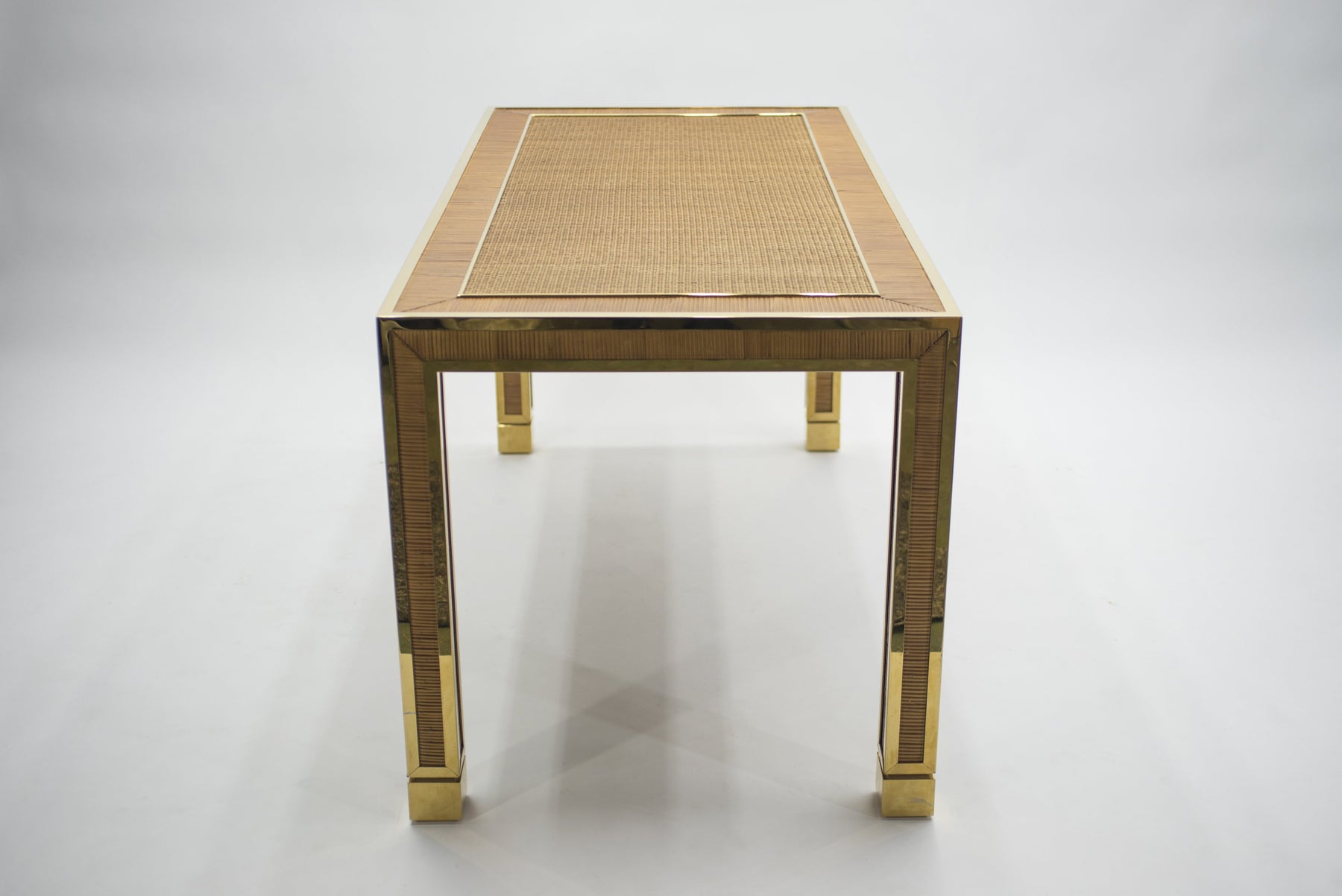 Mid-century brass and bamboo dining table style of Crespi 1970s