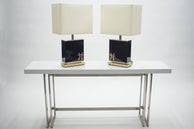 Paire de lampes laquées laiton J.C. Mahey 1970