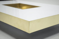 Rare extra large Willy Rizzo white lacquer and brass bar coffee table 1970’s