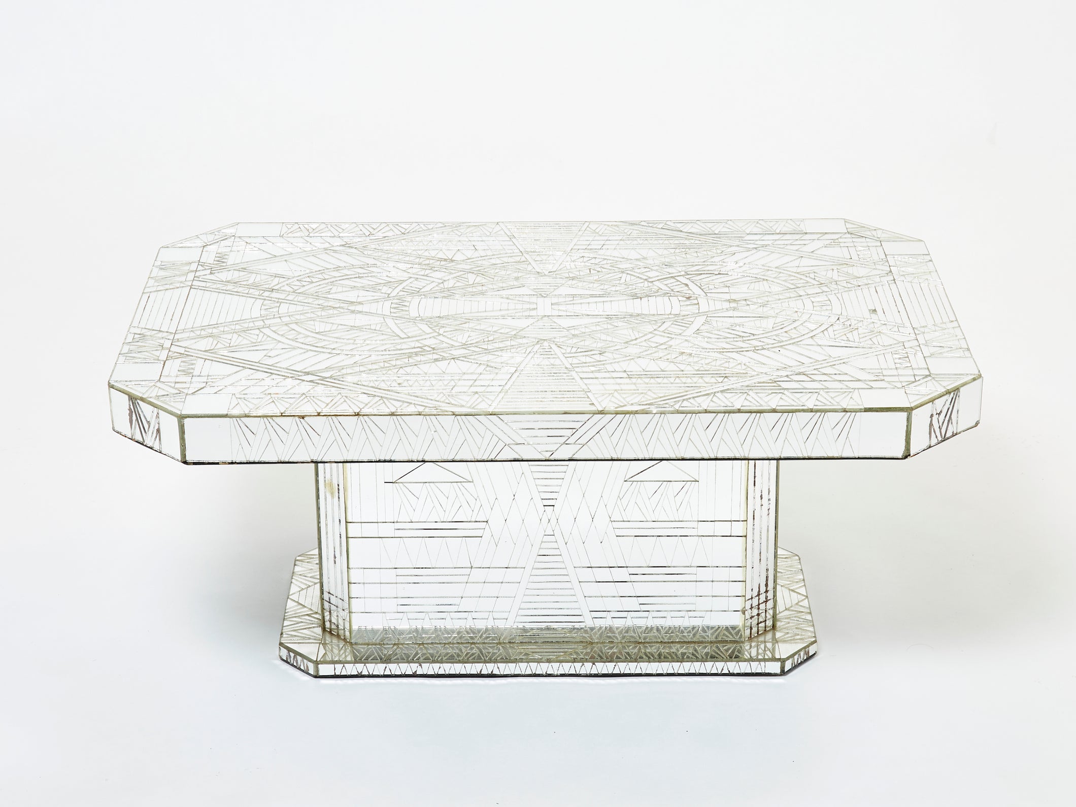 Rare mirror mosaic coffee table by Daniel Clement 1970s