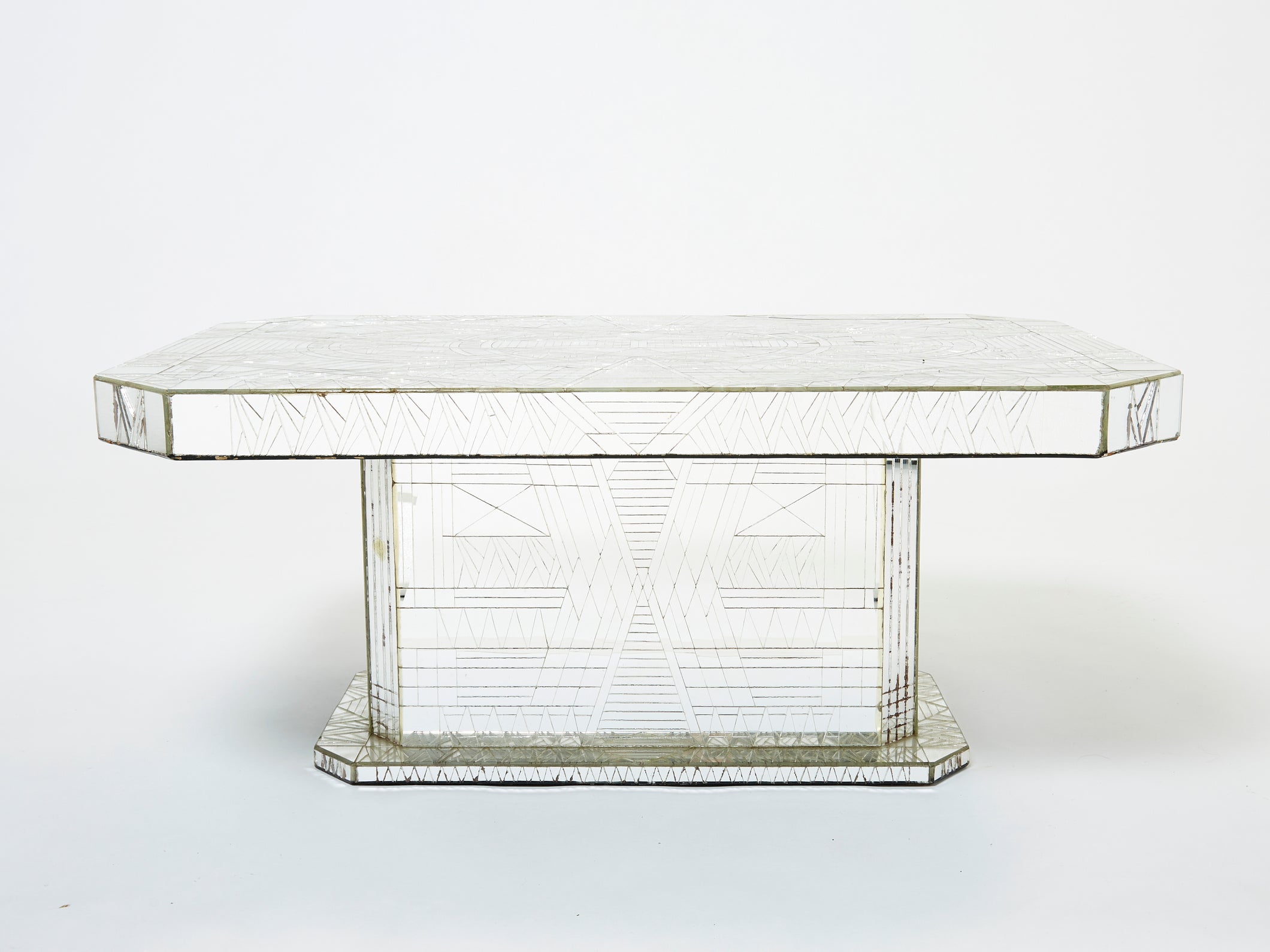 Rare mirror mosaic coffee table by Daniel Clement 1970s