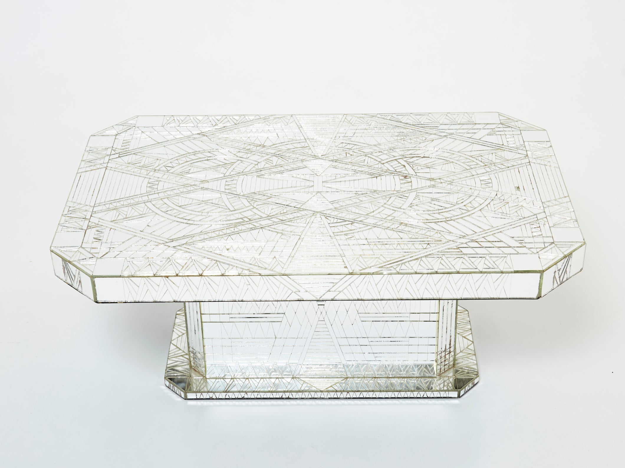 Rare mirror mosaic coffee table by Daniel Clement 1970s