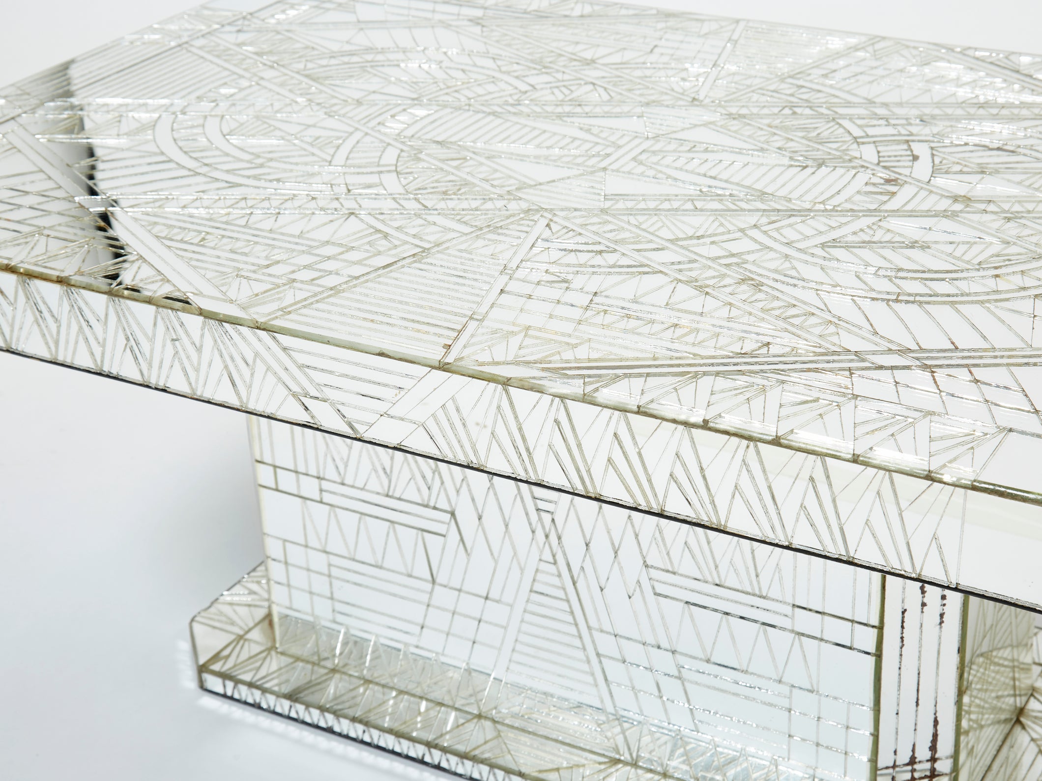 Rare mirror mosaic coffee table by Daniel Clement 1970s