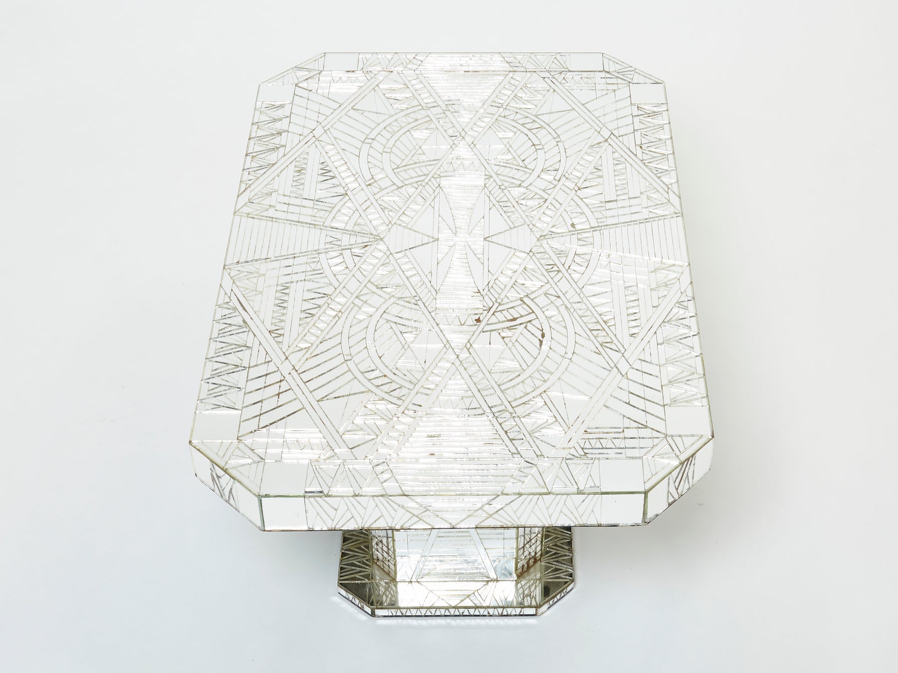 Rare mirror mosaic coffee table by Daniel Clement 1970s