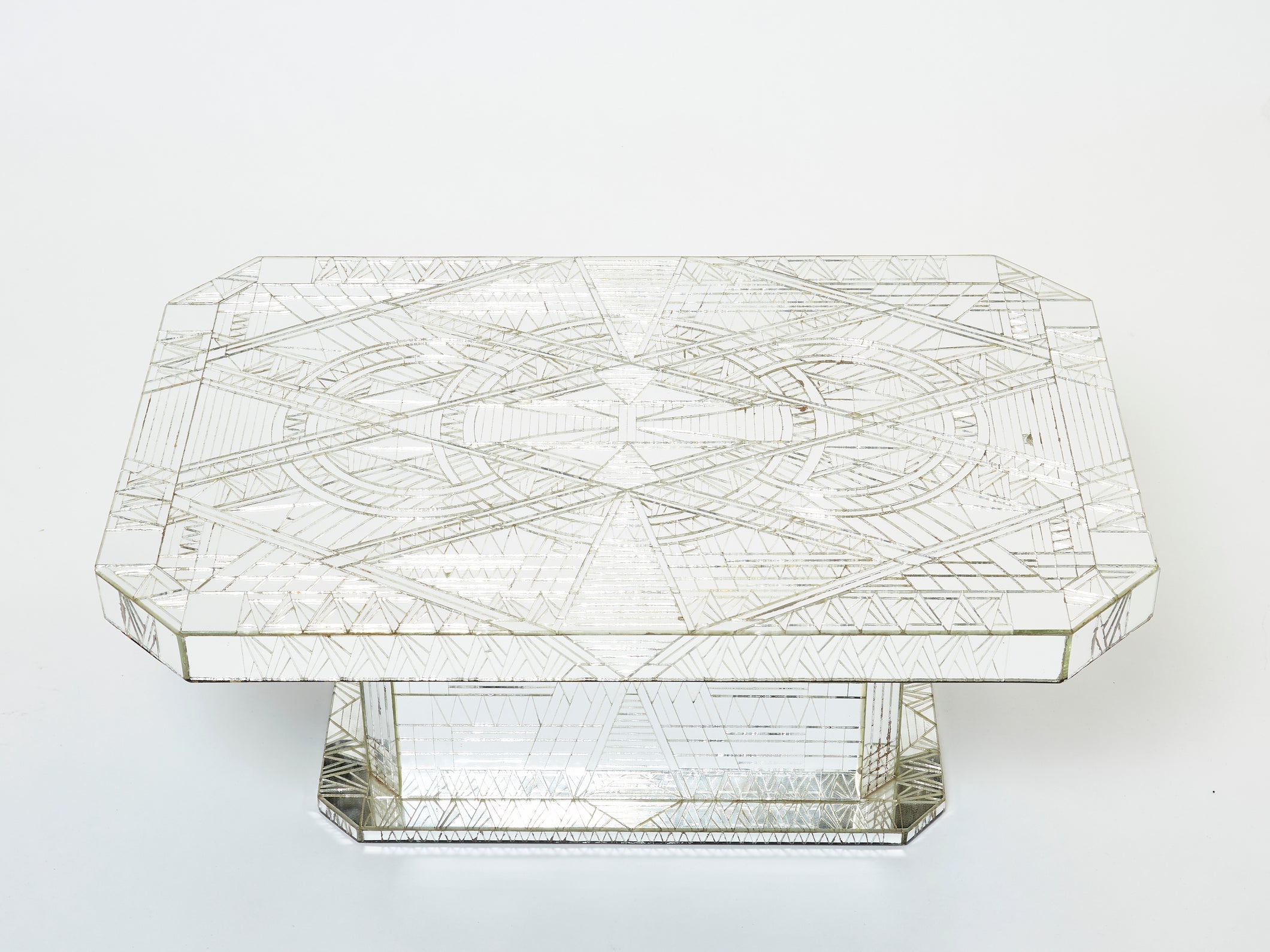 Rare mirror mosaic coffee table by Daniel Clement 1970s