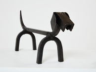 Edouard Schenck dog Dachshund andirons wrought iron 1950s