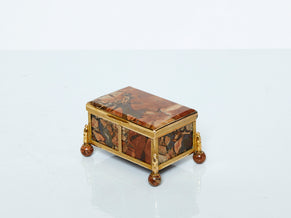 French 19th Century brass red agate stone jewellery box Napoleon III