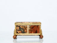 Petite boite à bijoux laiton pierre d’agate rouge XIXème Napoléon III 